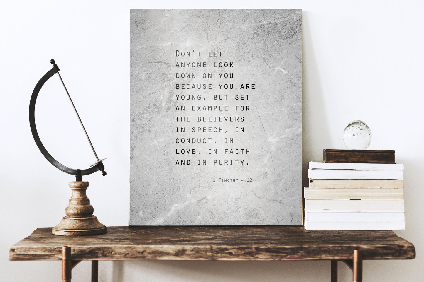 Grunge Scripture Art, 1 Timothy 4:12 Sign - HoneycombProverbs - Signs - Christian Wall Art