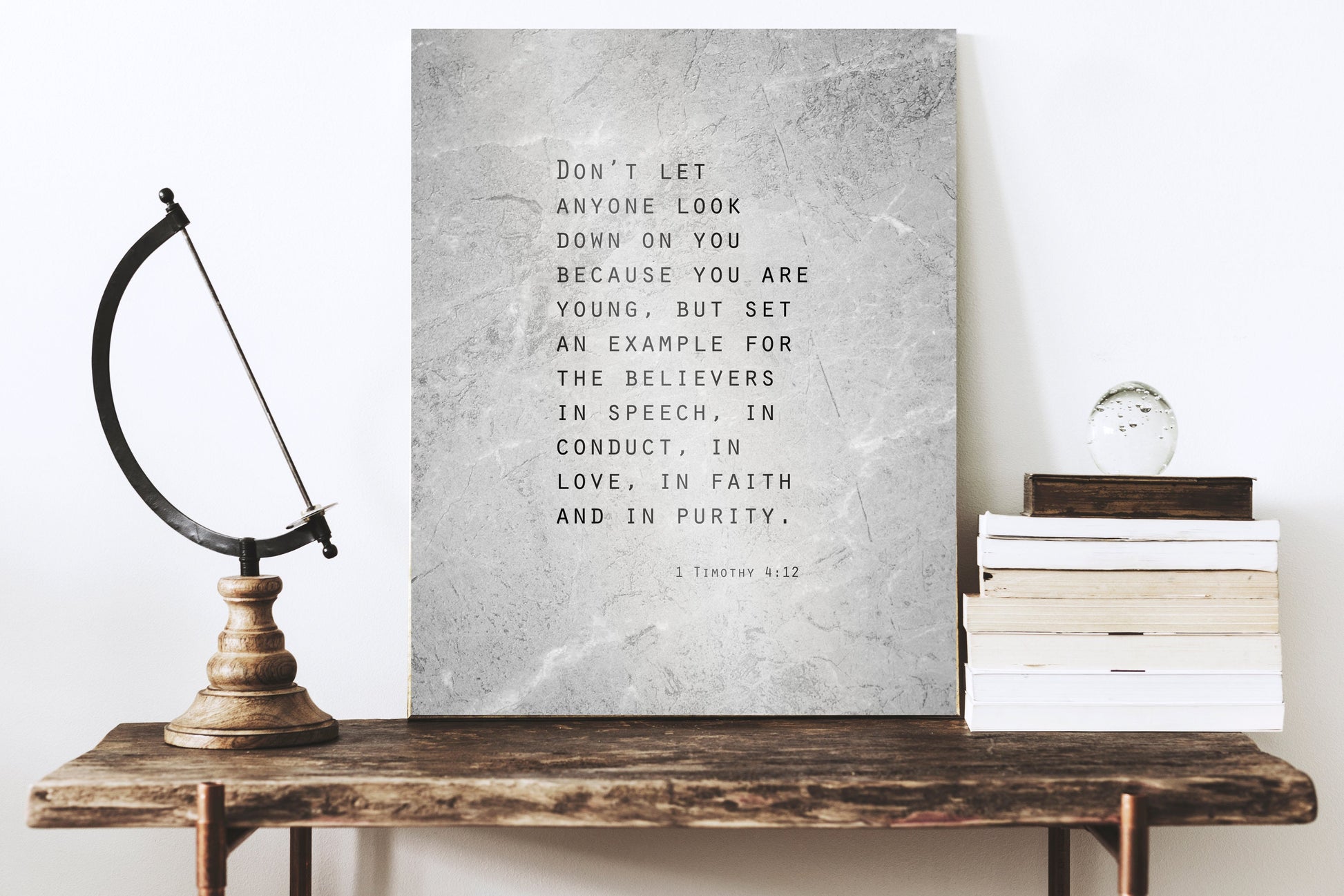 Grunge Scripture Art, 1 Timothy 4:12 Sign - HoneycombProverbs - Signs - Christian Wall Art