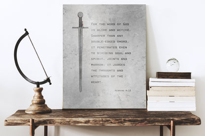 Christian Wall Art for Him, Hebrews 4:12 Sign - HoneycombProverbs - Signs - Tin and Aluminum Gifts