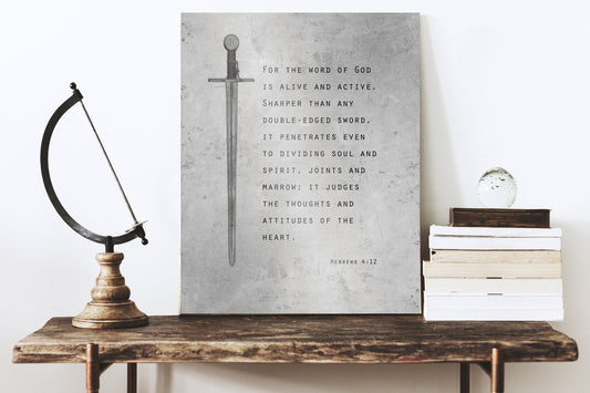 Christian Wall Art for Him, Hebrews 4:12 Sign - HoneycombProverbs - Signs - Luxury Corporate Gifts