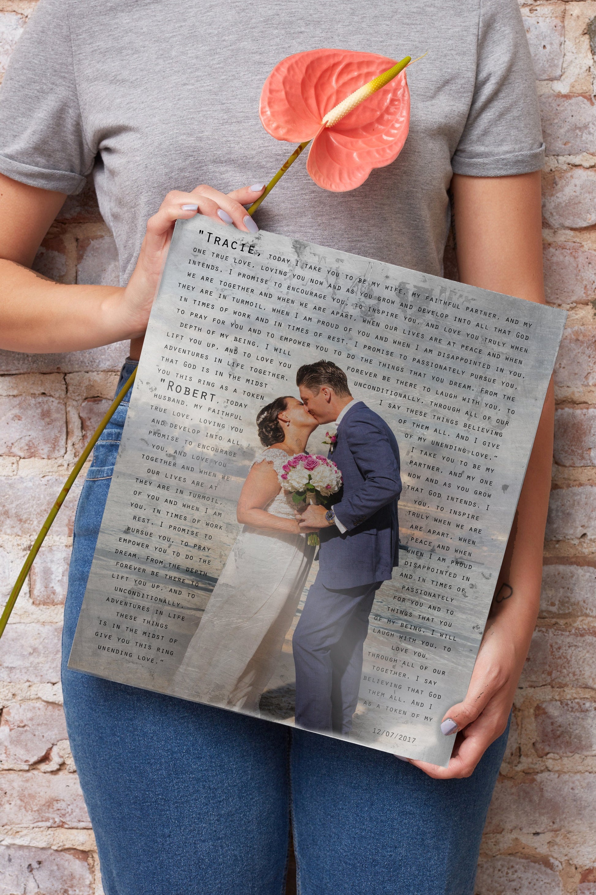 Tarnished Tin Photo and Words - HoneycombProverbs - Signs - Tin Anniversary Gifts