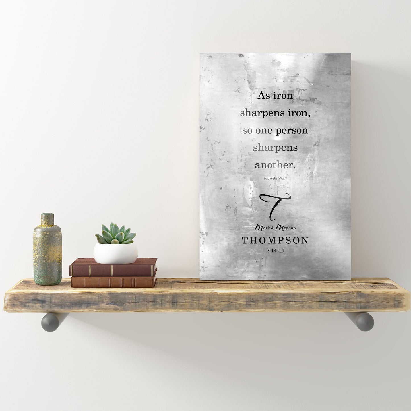 As Iron Sharpens Iron Rustic Christian Wedding Gift - HoneycombProverbs - Gifts For The Couple - Christian Wall Art