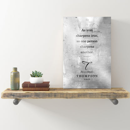 As Iron Sharpens Iron Rustic Christian Wedding Gift - HoneycombProverbs - Gifts For The Couple - Tin and Aluminum Gifts
