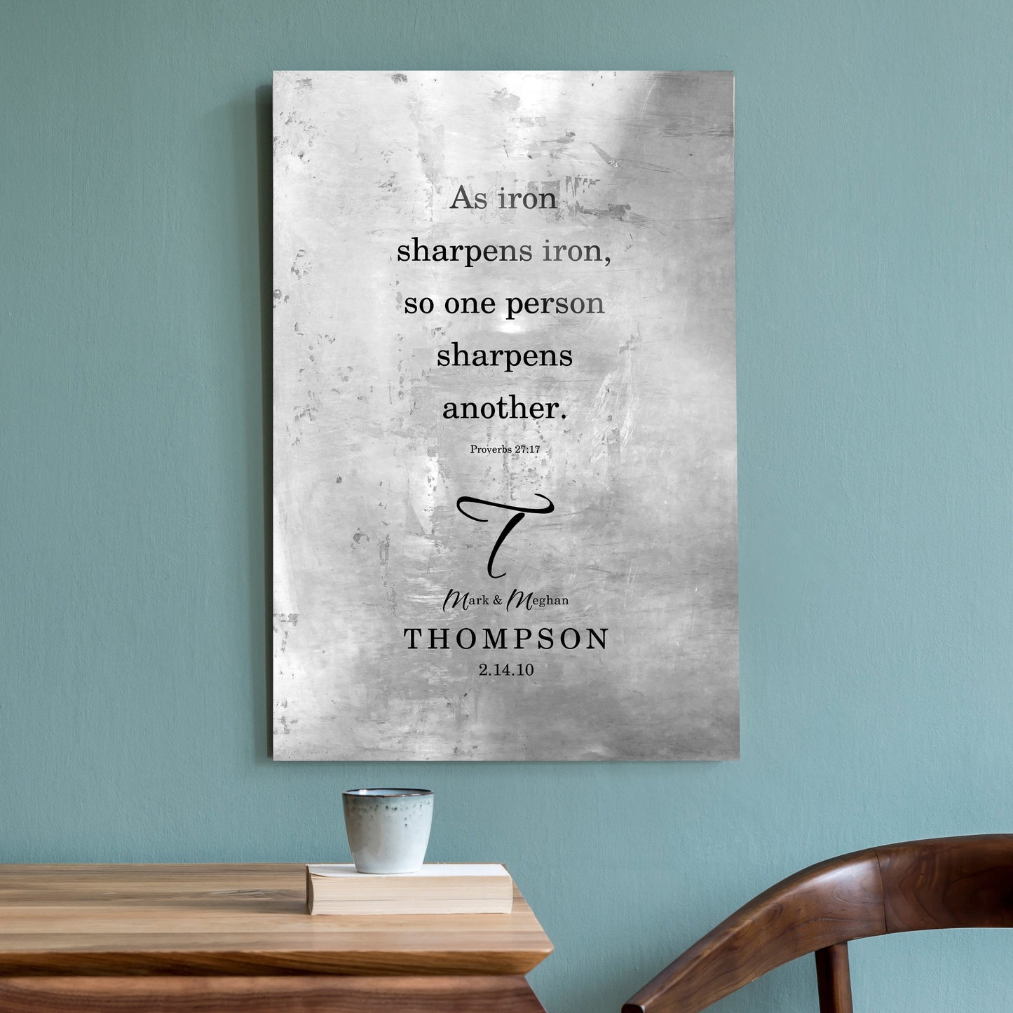 As Iron Sharpens Iron Rustic Christian Wedding Gift - HoneycombProverbs - Gifts For The Couple - Christian Wall Art