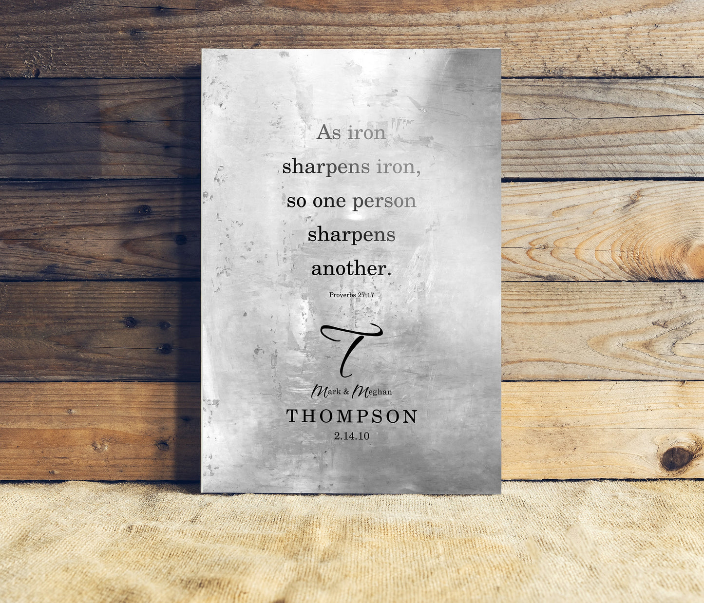 As Iron Sharpens Iron Rustic Christian Wedding Gift - HoneycombProverbs - Gifts For The Couple - Christian Wall Art