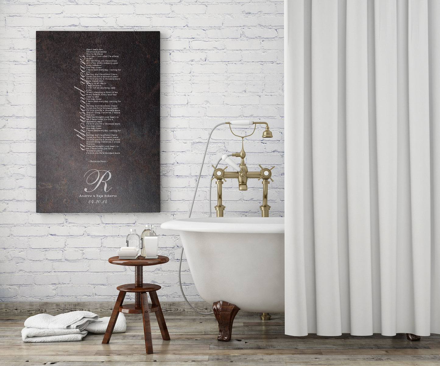 Monogrammed Wedding Song Lyric Sign - HoneycombProverbs - Gifts For The Couple - Iron Anniversary Gifts