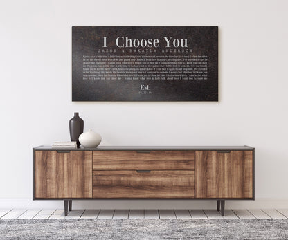 6th Anniversary Iron Song Lyric Sign, shown on the wall, 6th anniversary iron