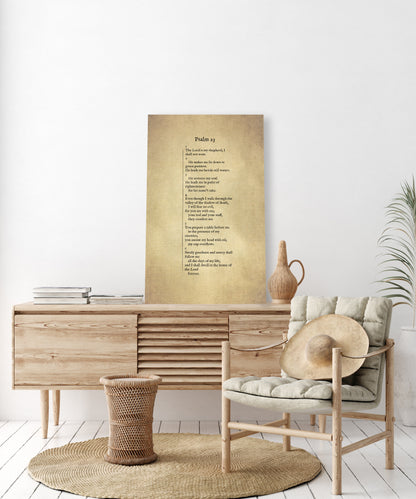 Psalm 23 Antiqued Canvas Wall Art - HoneycombProverbs - Digital Prints - Christian Wall Art