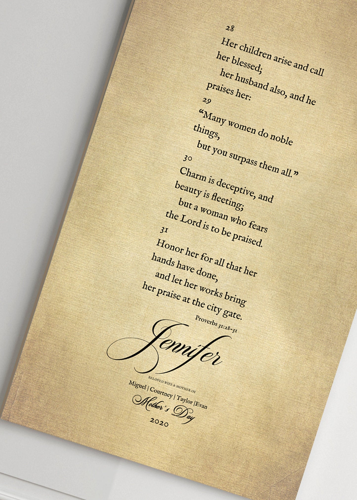 Personalized Proverbs 31 gift, Mother's Day Gift for Daughter, Personalized Mother's day, Mother's Day, Mother' Day Gift for Daughter in Law - HoneycombProverbs - Wall Hangings - Christian Wall Art