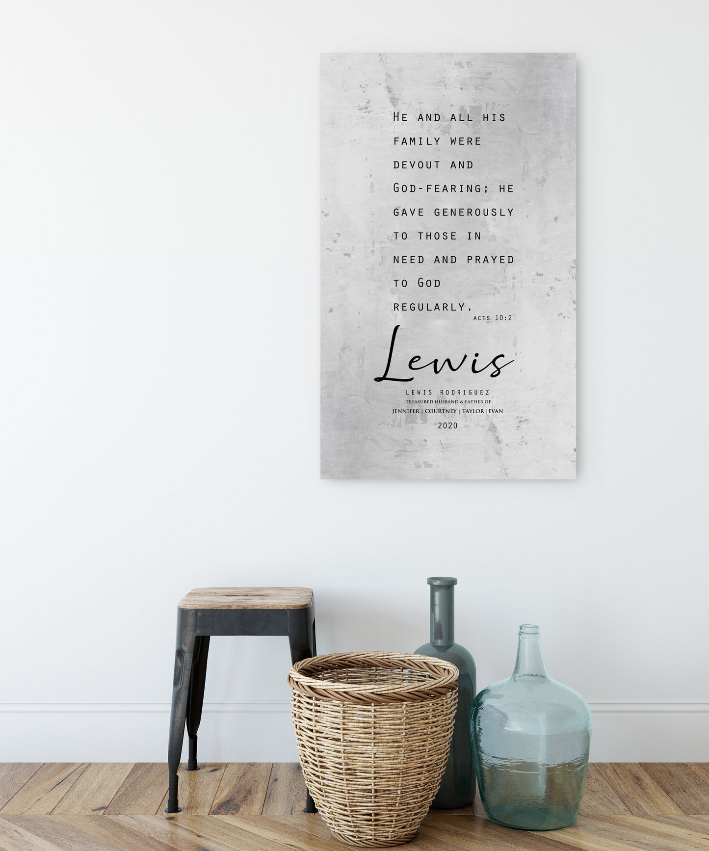 Acts 10:2 Personalized Scripture Plaque for Dad - HoneycombProverbs - Wall Decor - Christian Wall Art