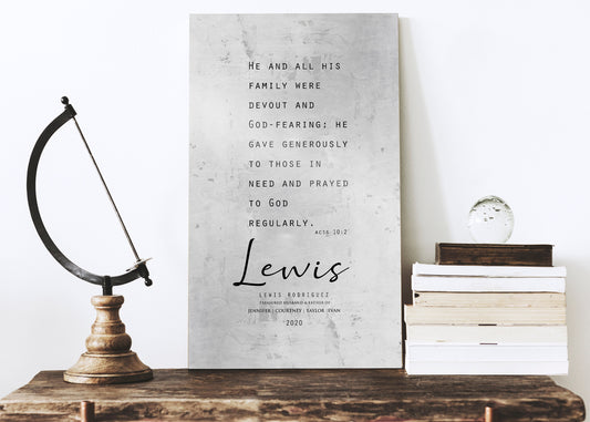 Acts 10:2 Personalized Scripture Plaque for Dad - HoneycombProverbs - Wall Decor - Christian Wall Art