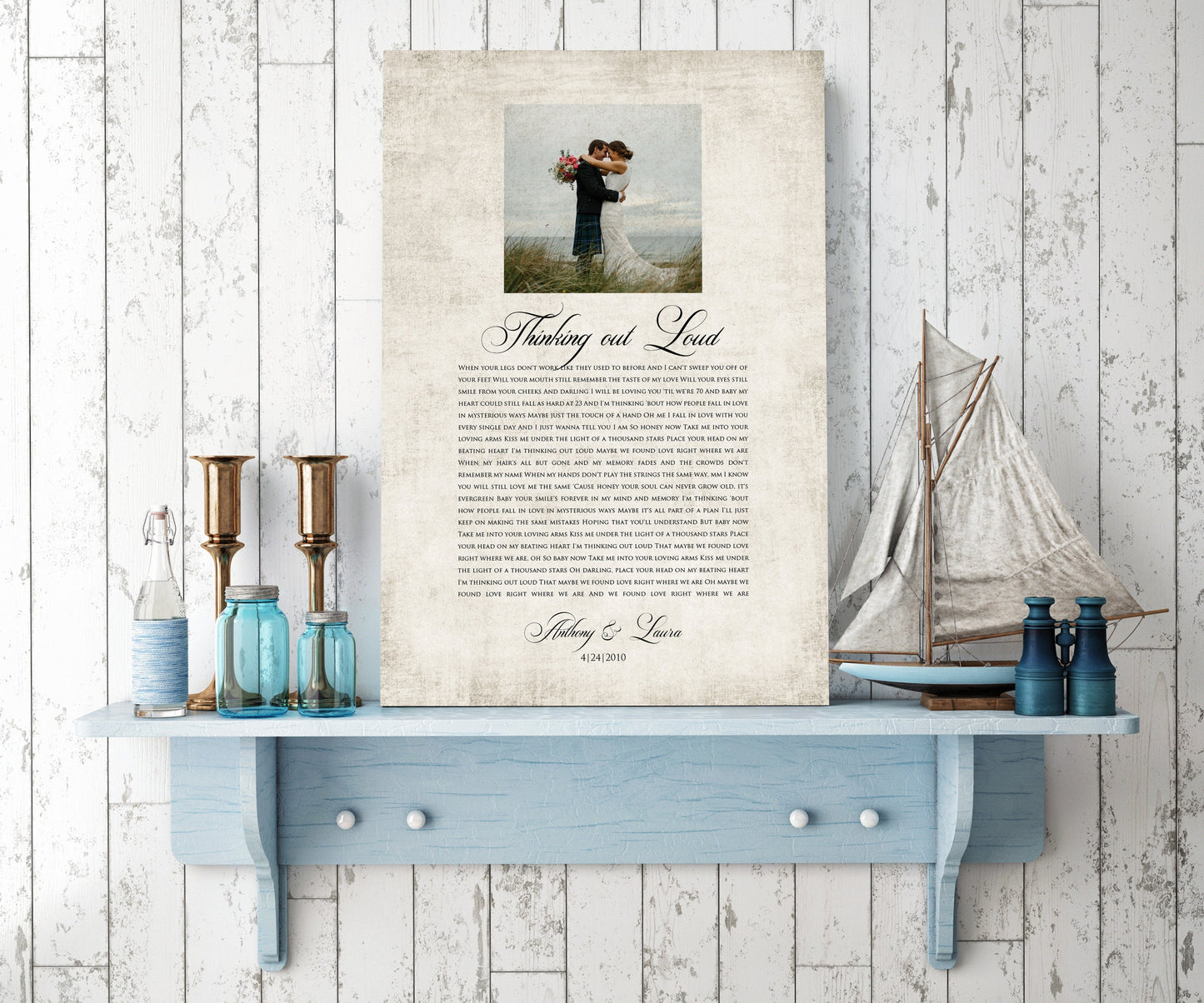 Photo Gift with Song on Cotton - HoneycombProverbs - Wall Decor - Photo Lyrics Wall Art
