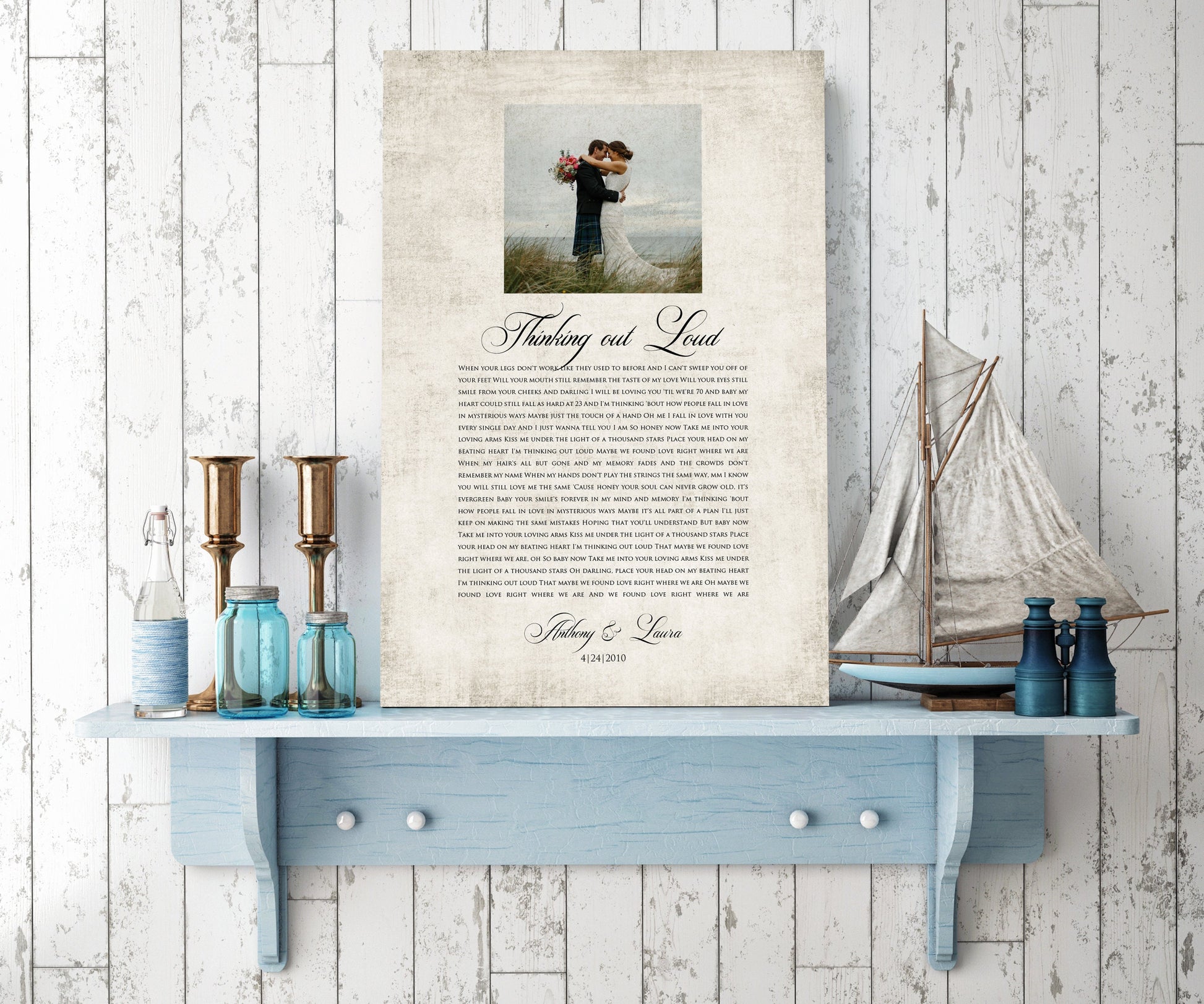 Photo Gift with Song on Cotton - HoneycombProverbs - Wall Decor - Photo Lyrics Wall Art