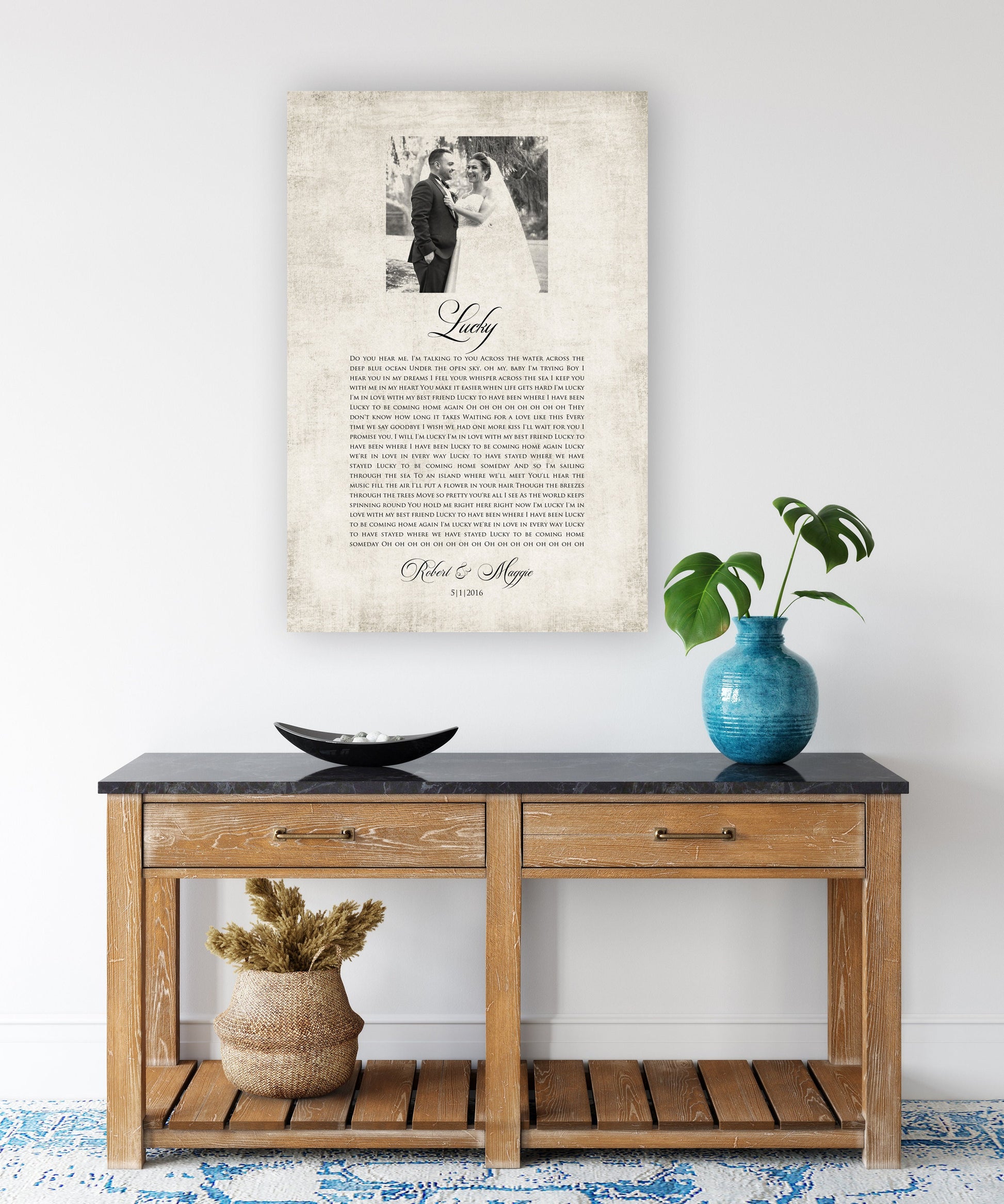 Photo Gift with Song on Cotton - HoneycombProverbs - Wall Decor - Photo Lyrics Wall Art