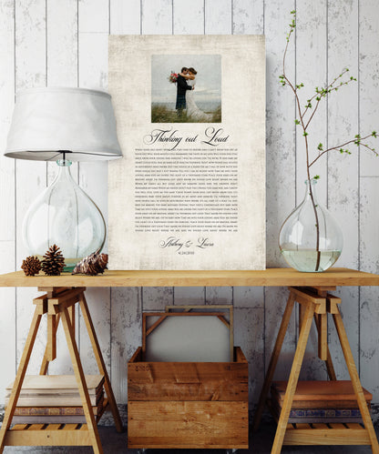 Photo Gift with Song on Cotton - HoneycombProverbs - Wall Decor - Photo Lyrics Wall Art