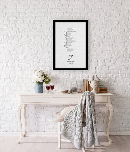 1 Year Anniversary Gift for Wife, 1st Anniversary Gift for Husband, Anniversary Paper Gift, Personalized Anniversary Gift, Wedding Song Gift - HoneycombProverbs - Giclée - 1st Year Paper Gifts