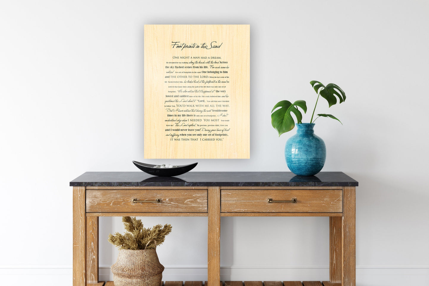 Footprints poem, Wood gift for him, Footprints in the Sand on Wood, Wood Gift, 5 Year Wedding Anniversary Gift, Wood gift for Him, - HoneycombProverbs - Wall Hangings - Christian Wall Art