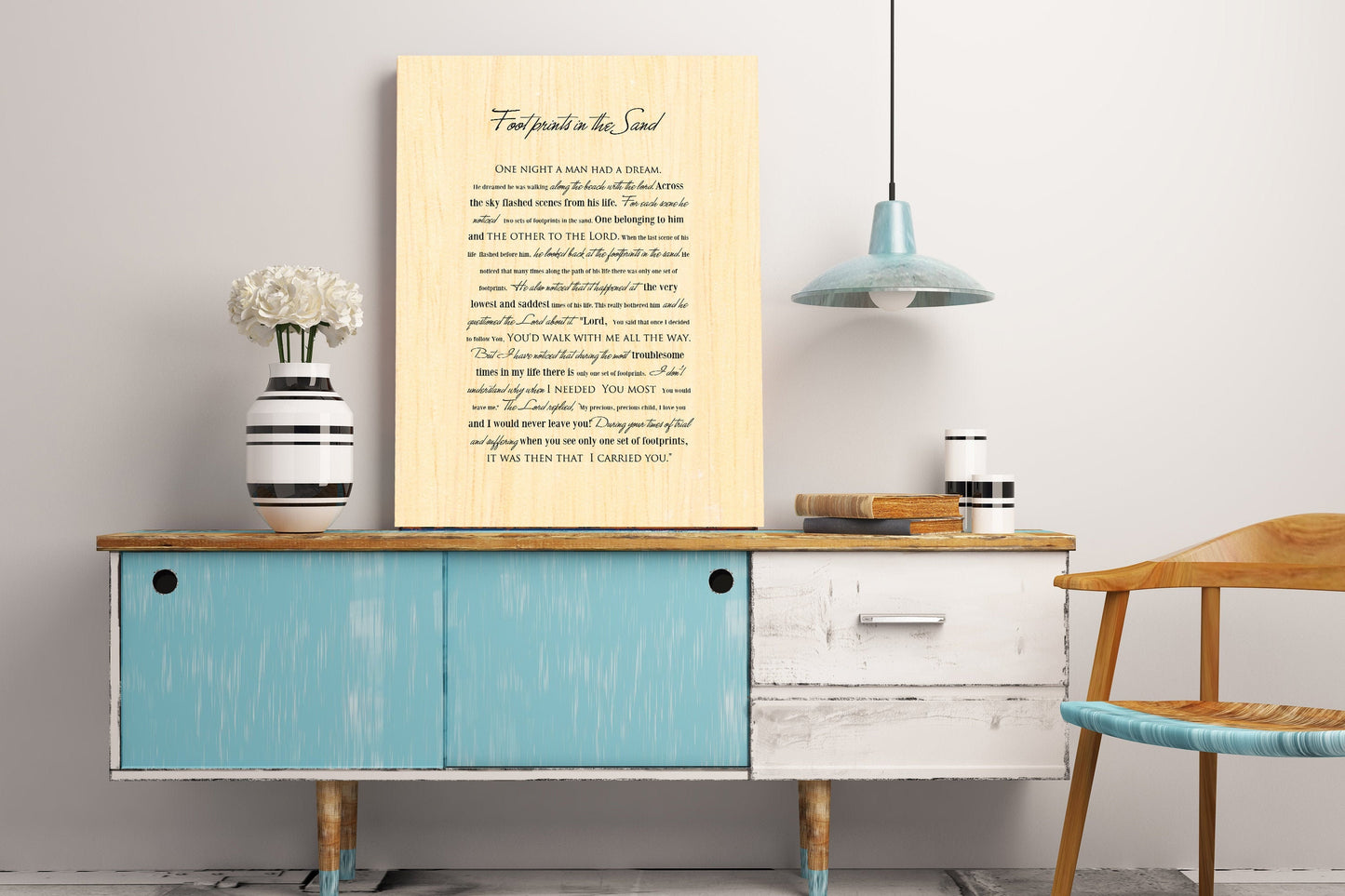 Footprints poem, Wood gift for him, Footprints in the Sand on Wood, Wood Gift, 5 Year Wedding Anniversary Gift, Wood gift for Him, - HoneycombProverbs - Wall Hangings - Christian Wall Art