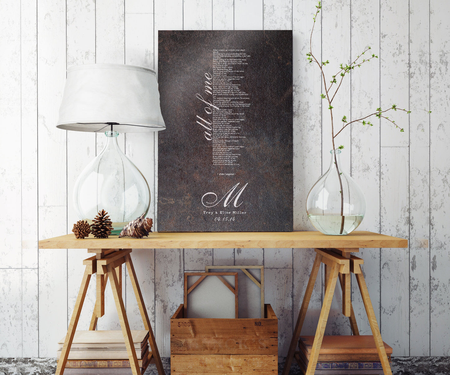 Monogrammed Wedding Song Lyric Sign - HoneycombProverbs - Gifts For The Couple - Iron Anniversary Gifts