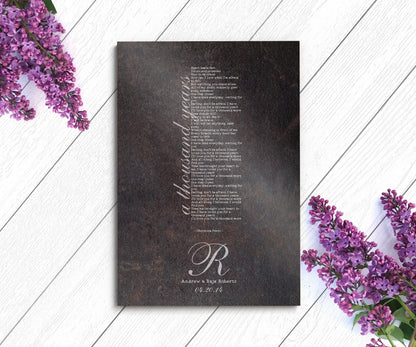 Monogrammed Wedding Song Lyric Sign - HoneycombProverbs - Signs - Iron Anniversary Gifts