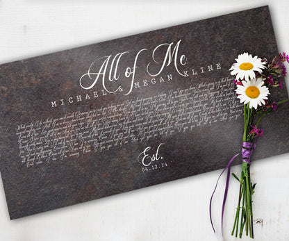 6th Anniversary Iron Song Lyric Sign, song lyric wall art by Honeycomb Proverbs