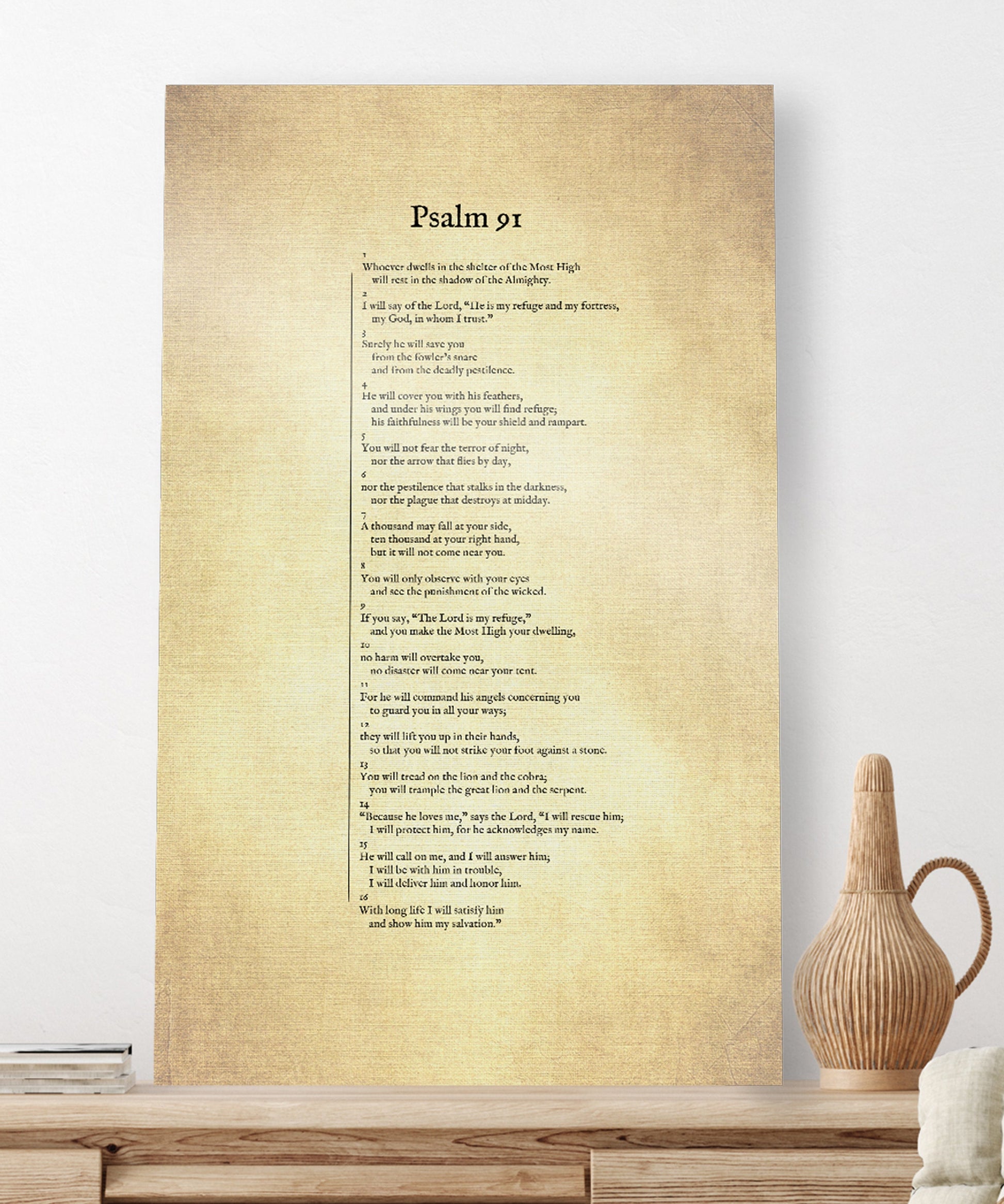 Psalm 91 on Canvas, Christian Wall Art, Inspirational Decor, Scripture Decor, Encouragement Gift, Gift for Mom, Sympathy Gift, Uplifting - HoneycombProverbs - Digital Prints - Christian Wall Art