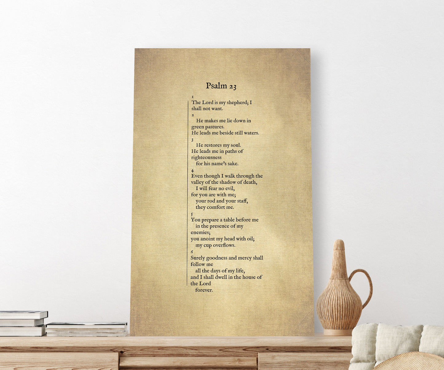 Psalm 23 Antiqued Canvas Wall Art - HoneycombProverbs - Digital Prints - Christian Wall Art