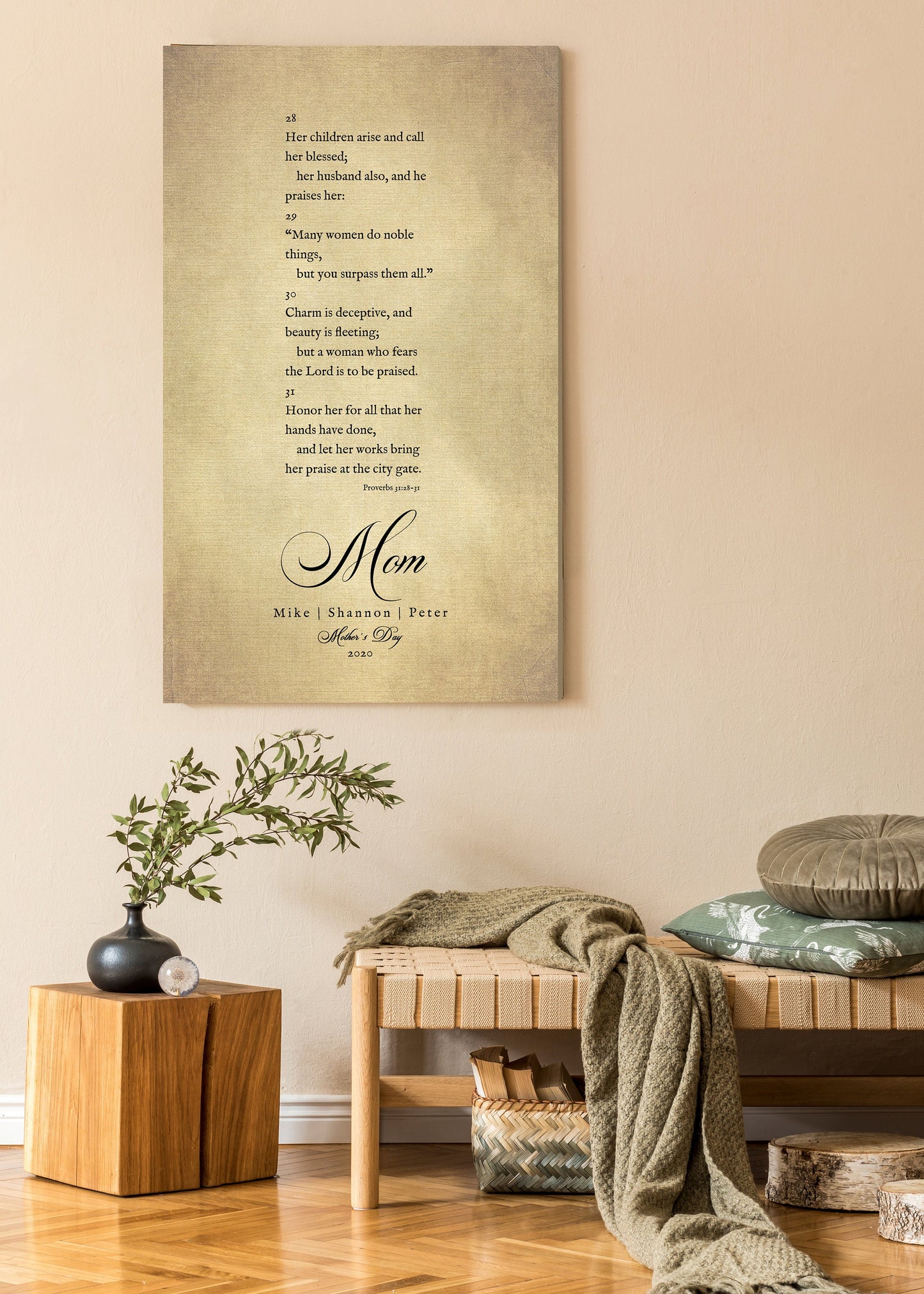 Proverbs 31 on Canvas, Christian Gift for Mom, Personalized Mother's day Gift, Mother's Day Bible Verse, Mother's Day Gift for Wife, Custom - HoneycombProverbs - Wall Decor - Christian Wall Art