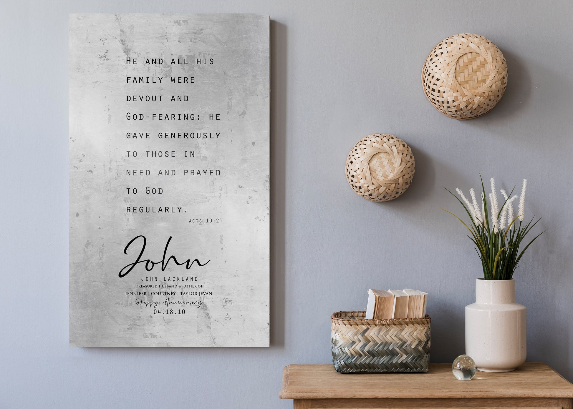 Acts 10:2 Personalized Scripture Plaque for Dad - HoneycombProverbs - Wall Decor - Christian Wall Art