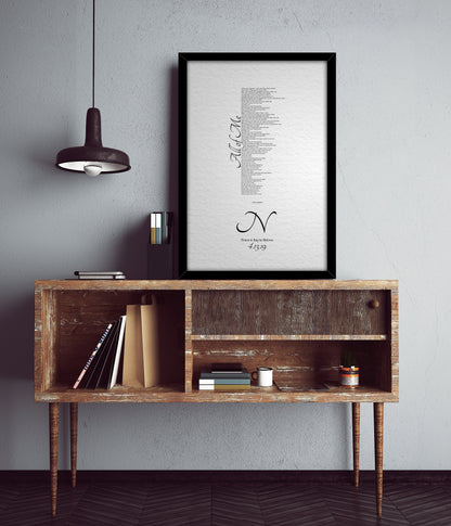 1 Year Anniversary Gift for Wife, 1st Anniversary Gift for Husband, Anniversary Paper Gift, Personalized Anniversary Gift, Wedding Song Gift - HoneycombProverbs - Giclée - 1st Year Paper Gifts