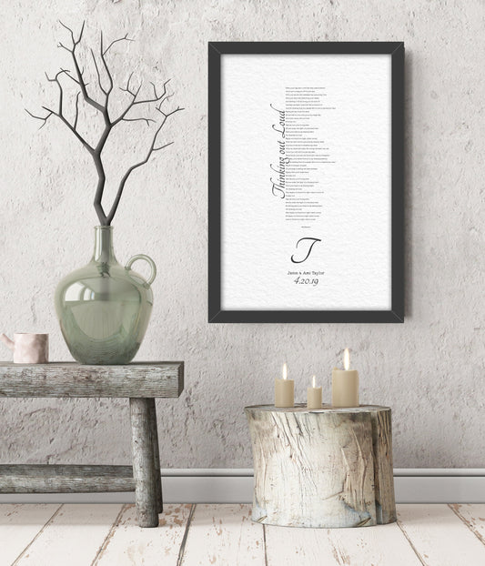 1 Year Anniversary Gift for Wife, 1st Anniversary Gift for Husband, Anniversary Paper Gift, Personalized Anniversary Gift, Wedding Song Gift - HoneycombProverbs - Giclée - 1st Year Paper Gifts