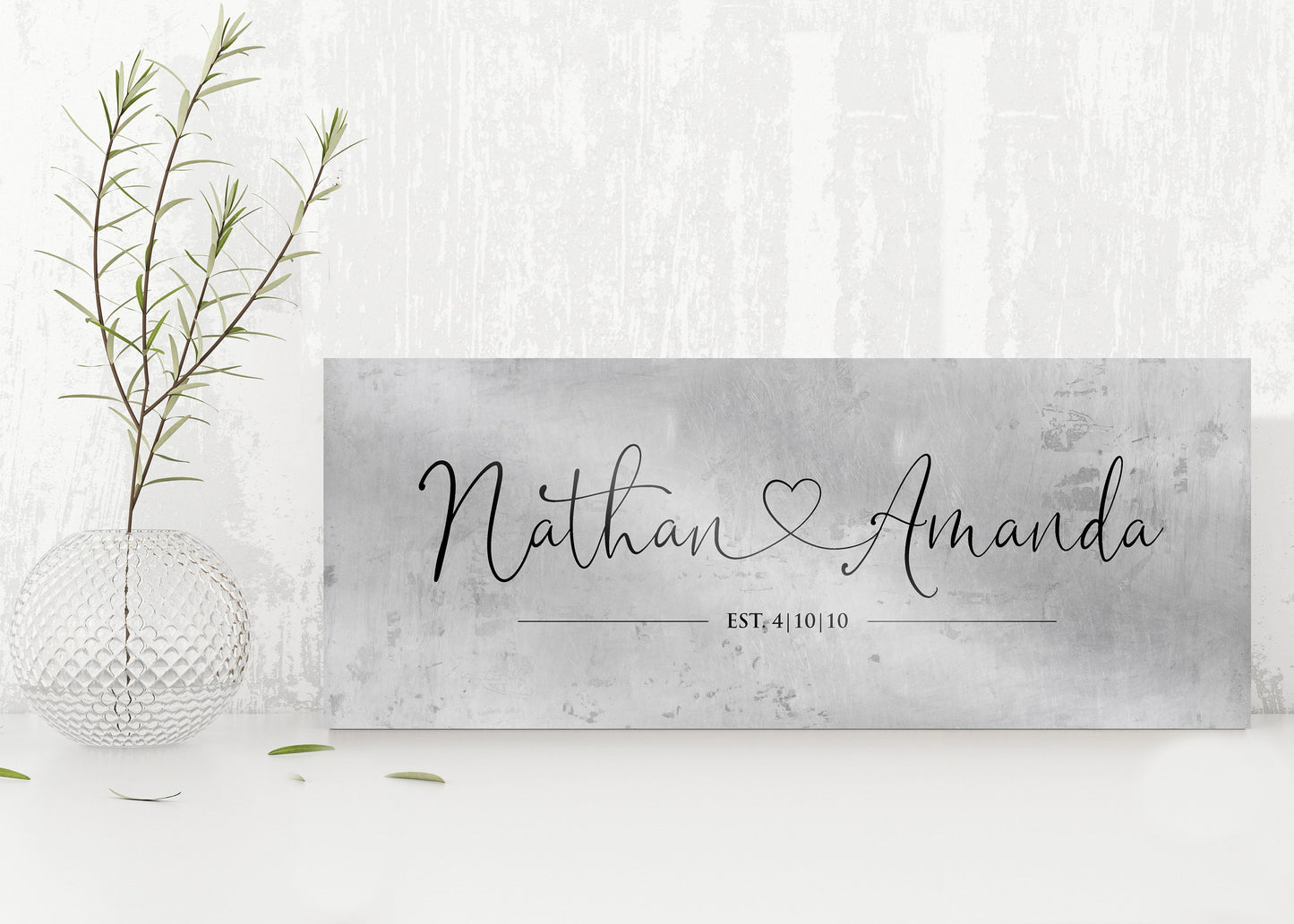 Rustic Heart Name Sign on Tin - HoneycombProverbs - Signs - Tin Anniversary Gifts