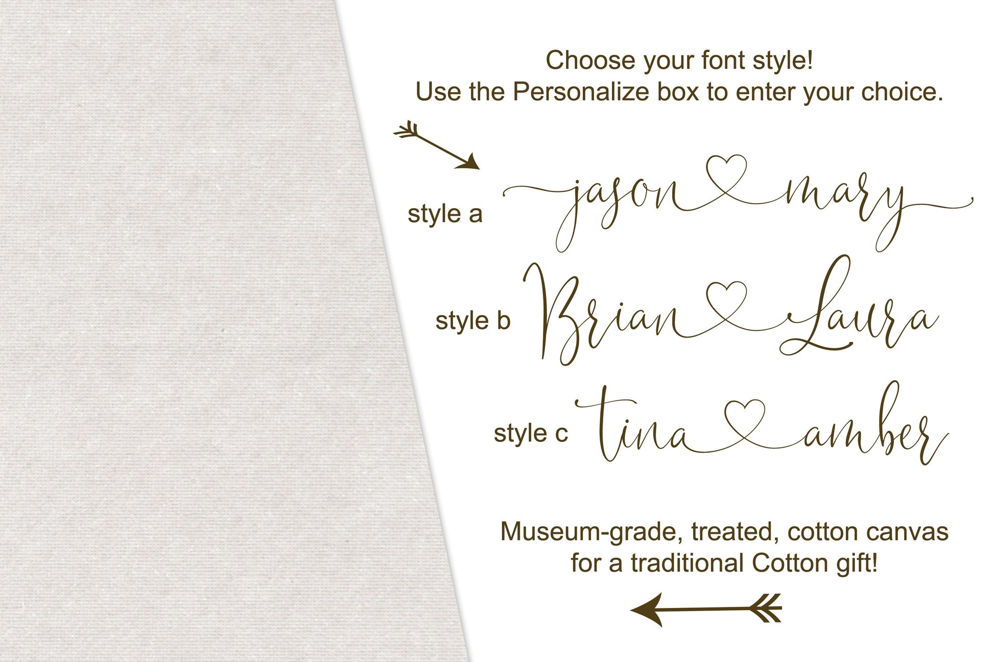 Heart Names on Cotton - HoneycombProverbs - Gifts For The Couple - Name Signs Wall Art