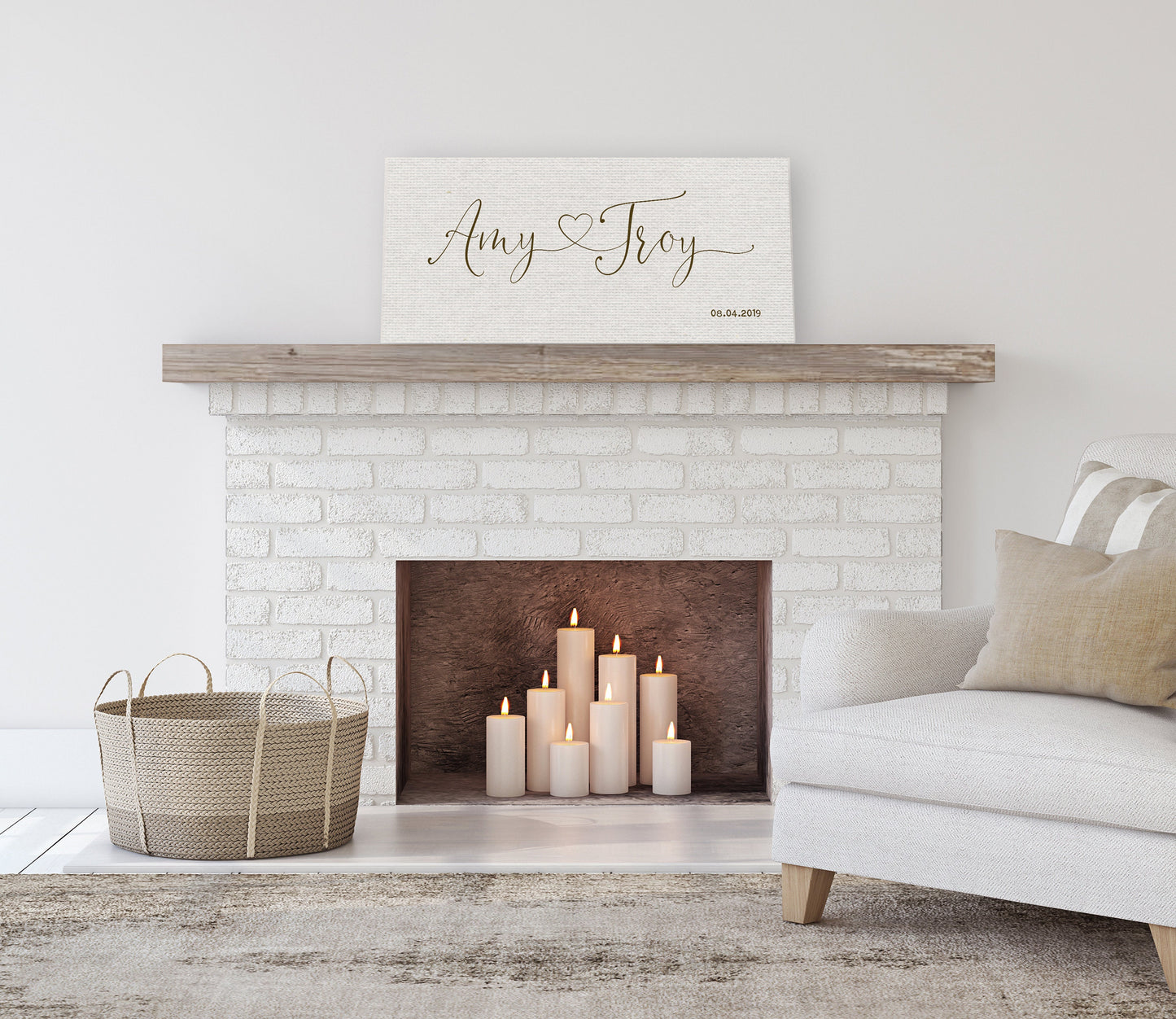 Heart Names on Cotton - HoneycombProverbs - Gifts For The Couple - Name Signs Wall Art