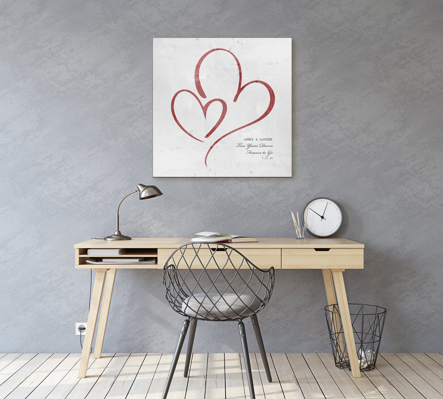 Ten Years Down Personalized Hearts Plaque on Tin - HoneycombProverbs - Gifts For The Couple - Tin Anniversary Gifts