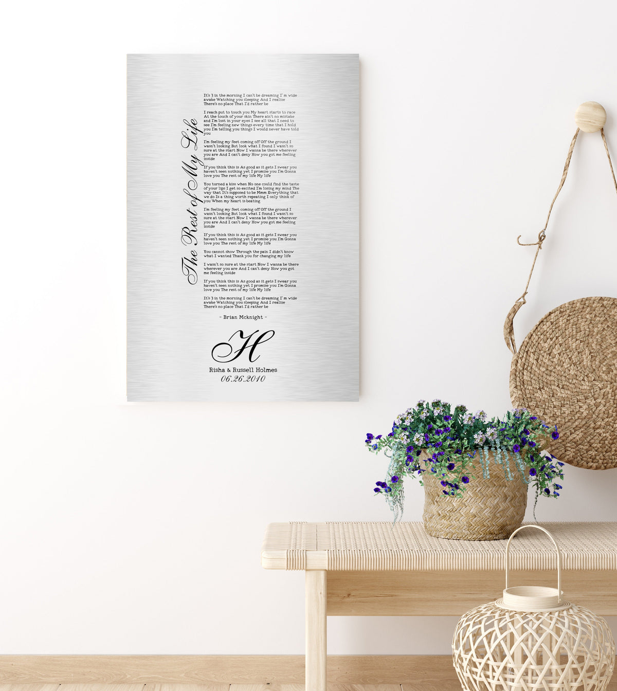 Monogrammed Tin Wedding Song Plaque - HoneycombProverbs - Signs - Tin and Aluminum Gifts