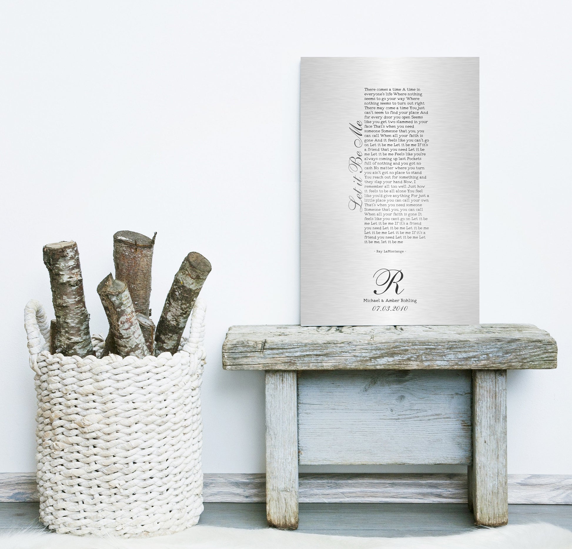 Monogrammed Tin Wedding Song Plaque - HoneycombProverbs - Signs - Vintage Lyrics Wall Art