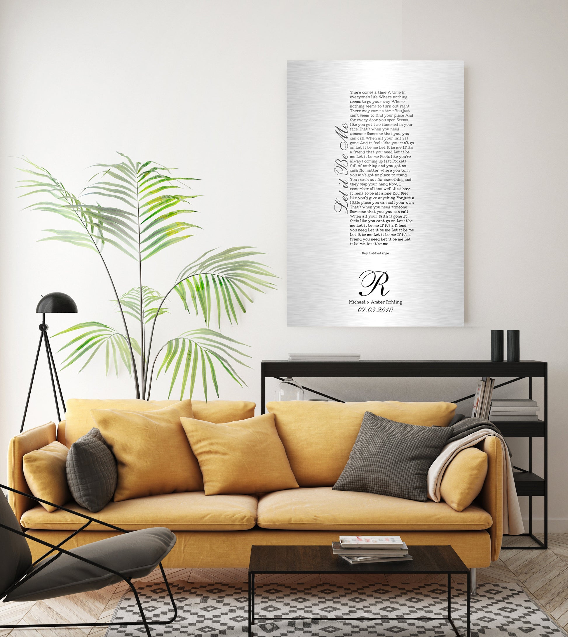 Monogrammed Tin Wedding Song Plaque - HoneycombProverbs - Signs - Vintage Lyrics Wall Art