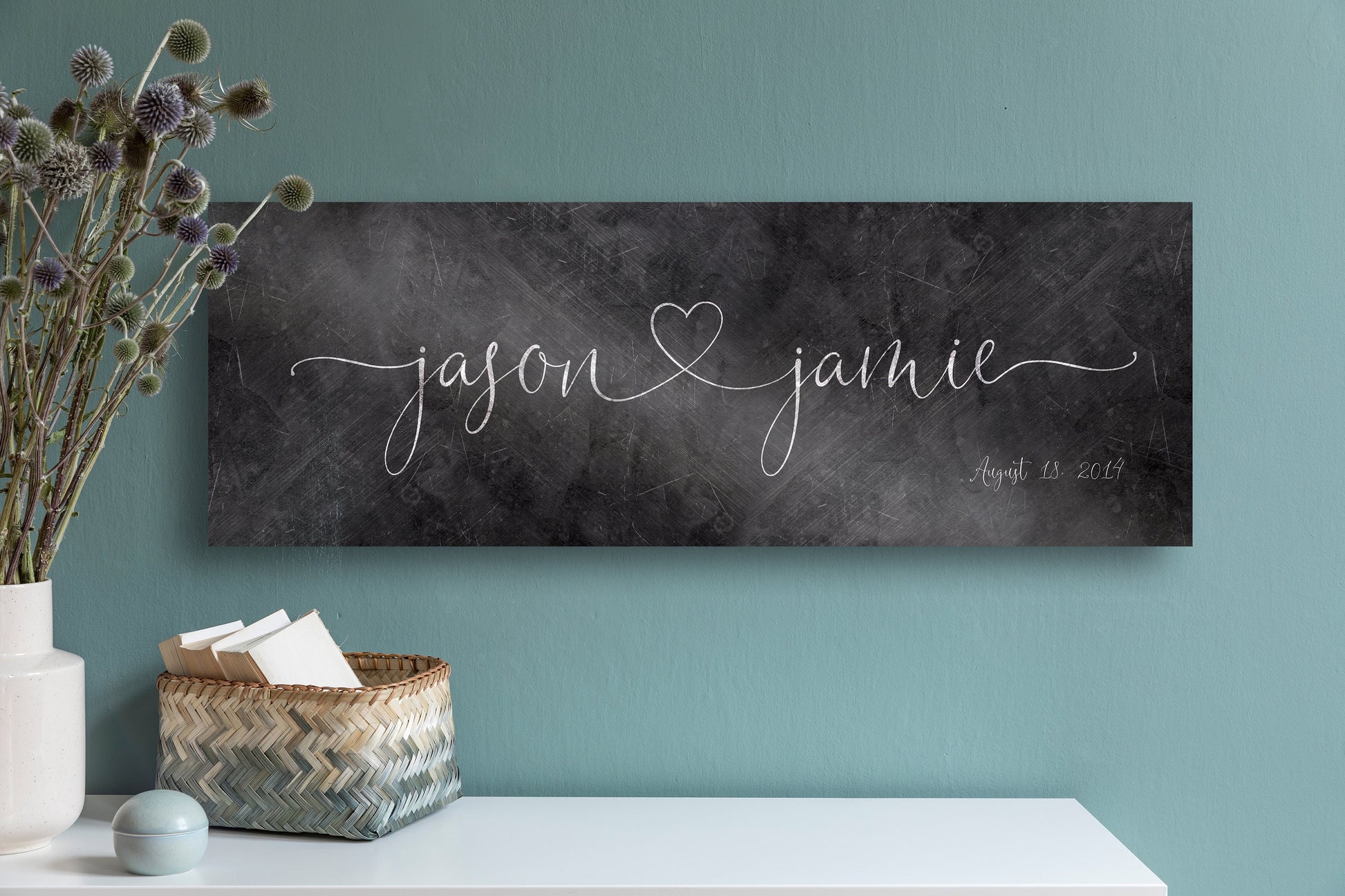 Iron Couples Heart Names Sign - HoneycombProverbs - Signs - Name Signs Wall Art