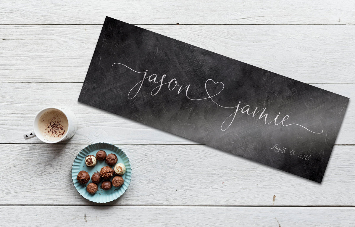 Iron Heart Connected Name Sign for Couples - HoneycombProverbs - Signs - Iron Anniversary Gifts