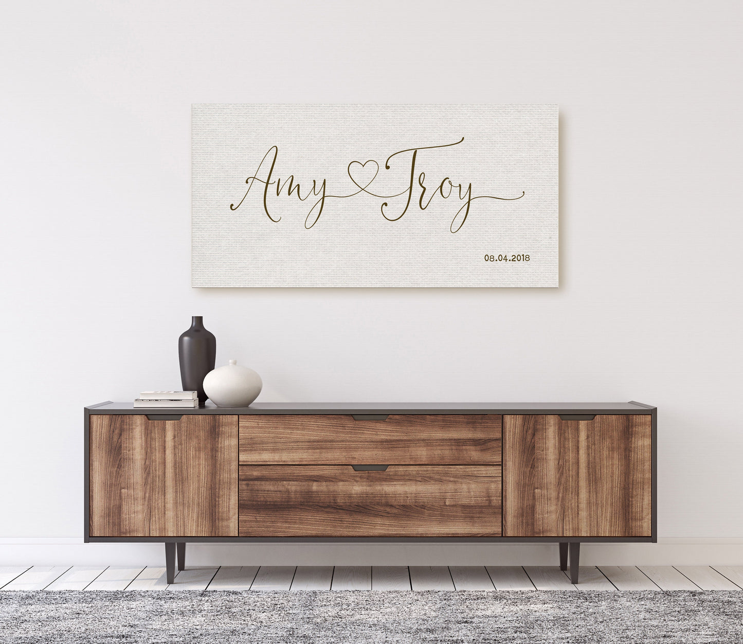 Heart Names on Cotton - HoneycombProverbs - Gifts For The Couple - Name Signs Wall Art