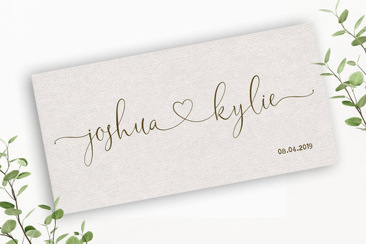 Cotton Heart Connected Names Est Canvas - HoneycombProverbs - Giclée - 2nd Anniversary Gifts