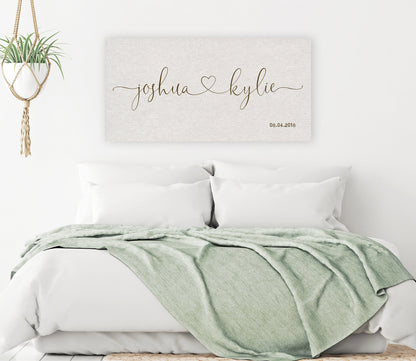 Heart Names on Cotton - HoneycombProverbs - Gifts For The Couple - Name Signs Wall Art