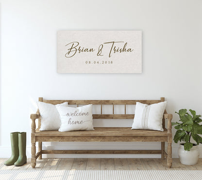 Family Established Sign on Cotton - HoneycombProverbs - Gifts For The Couple - Name Signs Wall Art