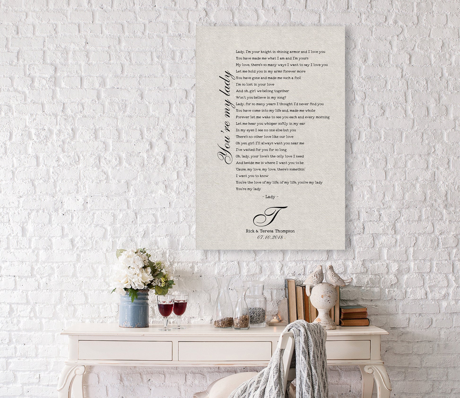 First Dance Song on Cotton - HoneycombProverbs - Gifts For The Couple - 2nd Year Cotton Art