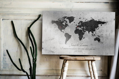 Our Adventure Map; Vintage Tin Anniversary Wall Art, size and option view, 10th anniversary tin