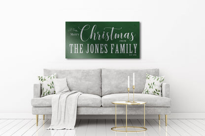 Retro Family Name Holiday Sign in Green - HoneycombProverbs - Signs - 