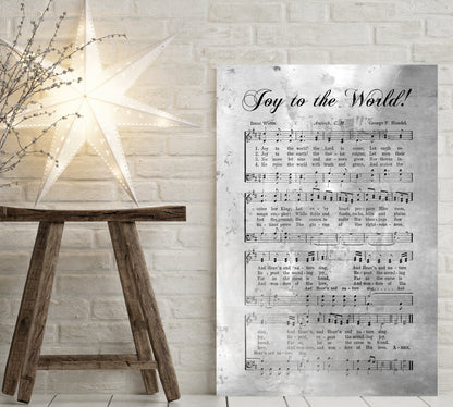 Christmas Carol Sign: "Joy to the World" in Rustic Silver - HoneycombProverbs - Signs - 