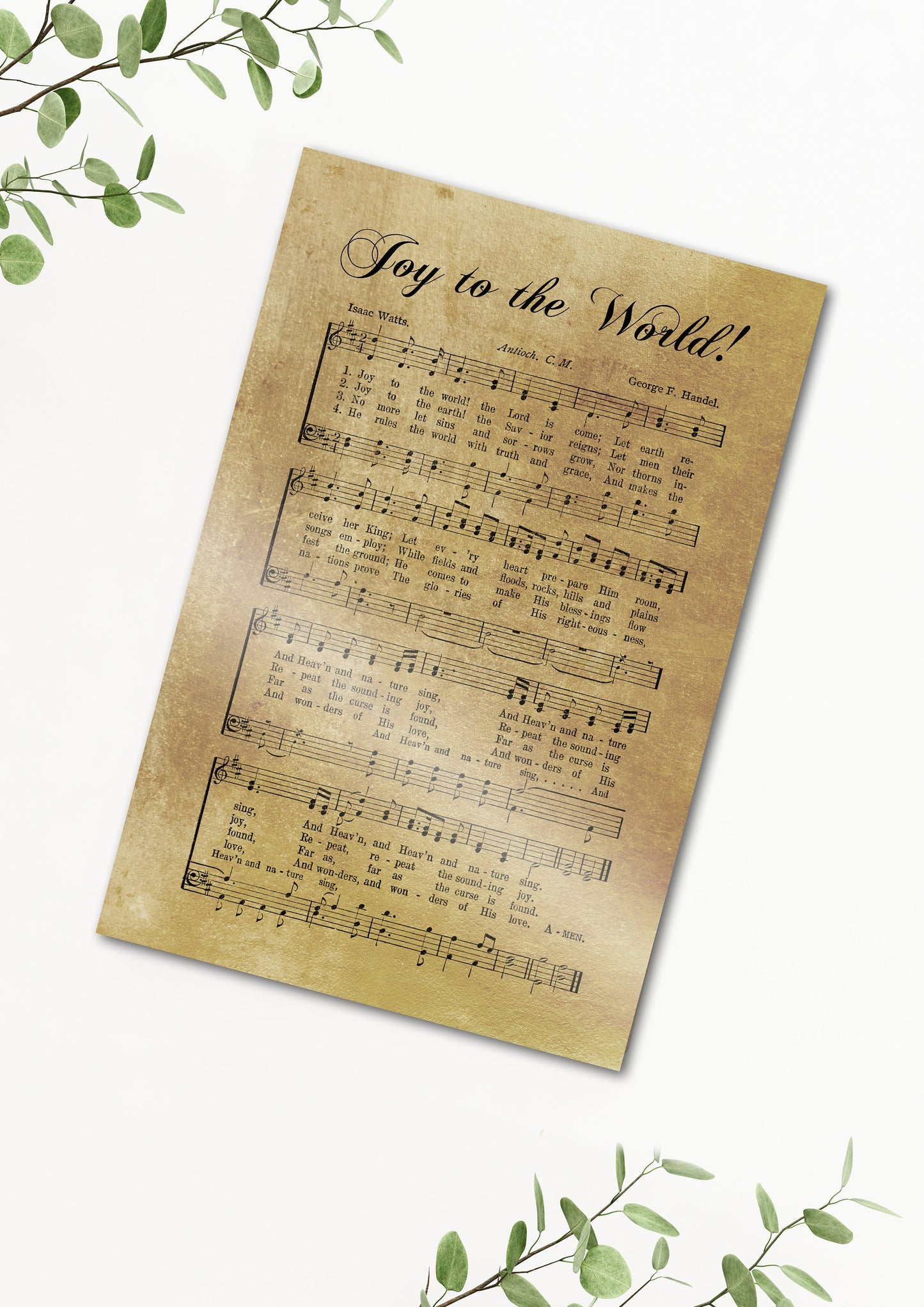 Christmas Carol Sign: "Joy to the World" in Rustic Gold - HoneycombProverbs - Signs - 
