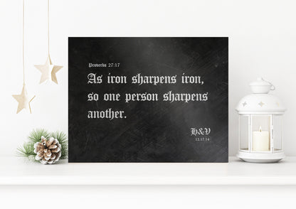 As Iron Sharpens Iron; Old English Metal Wall Art - HoneycombProverbs - Gifts For The Couple - Christian Wall Art